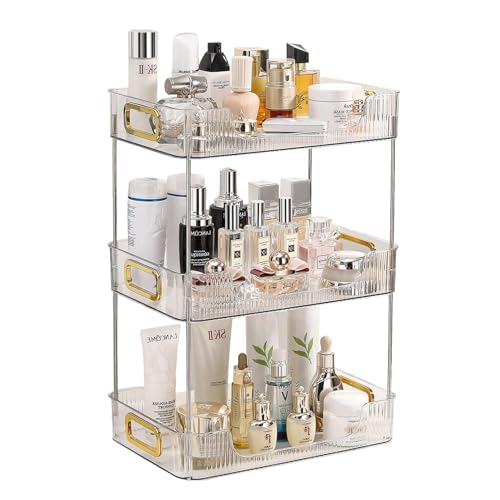 U-HOOME Bathroom Counter Organizer, Countertop Organizer and Storage,Bathroom Shelf Organizer,Cosmetics Skincare Shelf Organizer,Makeup Organizer Perfume for Dresser Vanity Tray, Spice Rack (Clean3)