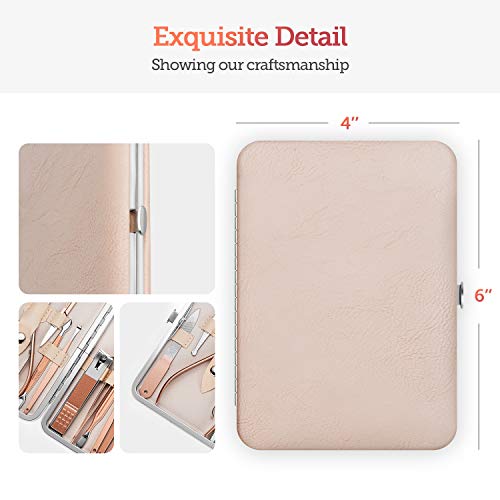 Vabogu Manicure Set, Pedicure Kit, Nail Clippers, Professional Grooming Kit, Nail Tools 18 In 1 with Luxurious Travel Case For Men and Women 2022 Upgraded Version, Pink Gold