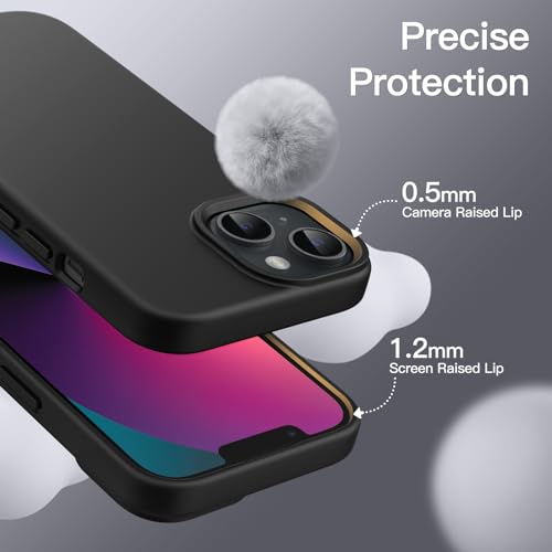 JETech Silicone Case for iPhone 13 6.1-Inch, Silky-Soft Touch Full-Body Protective Phone Case, Shockproof Cover with Microfiber Lining (Black)
