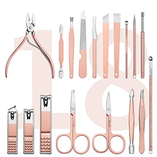 U-HOOME 18 in 1 Manicure Kit, Professional Nail Clippers Set with Travel Case for Women Nail Kit For Pedicure & Manicure