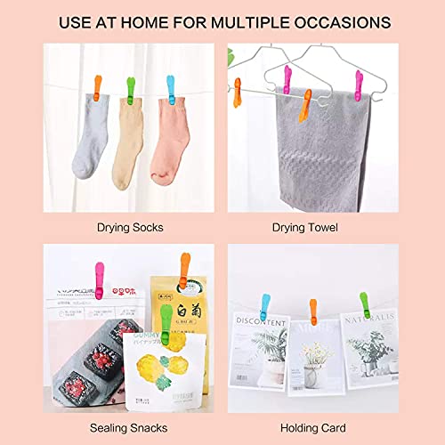 48 Pack Colorful Plastic Clothespins Heavy Duty Laundry Clothes Pins Clips Pegs Drying Line Pegs Small Colored Clothes Pins for Outdoor Clothesline Crafts Package Clips Lanundry Bathroom or Kitchen