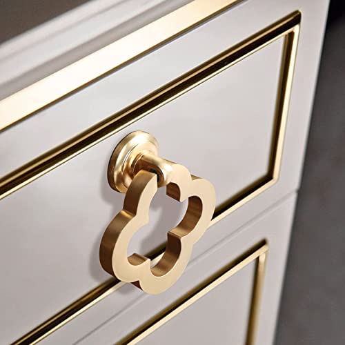 GEPAS 6pcs Gold Cabinet Knobs, Zinc Alloy Brushed Brass Cabinet Ring Pulls Dresser Handles Furniture Hardware for Kitchen Cupboard Drawers Closet Door,Easy to Install (Style2)