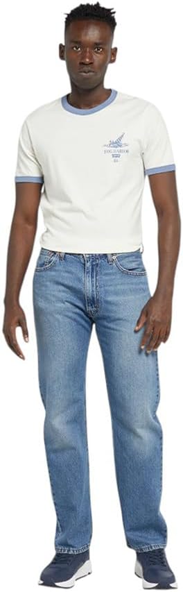 555 Relaxed Straight Jeans for Men, Med Indigo – image 1