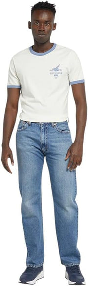 555 Relaxed Straight Jeans for Men, Med Indigo