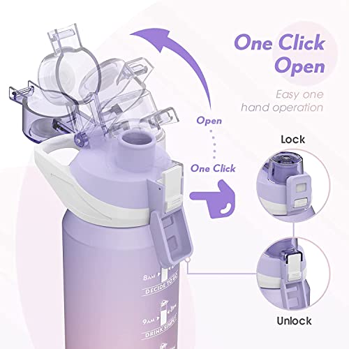 S2C Motivational Water Bottle 1l Water Bottle for Kids School Water Bottles With Straw Leak Proof Water Bottle With Time Marker For Sport, School, Gym, Office (GRADIENT PURPLE)