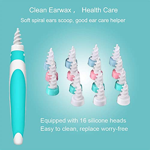 ELECDON Earwax Removal Tool, Soft Silicone Spiral Earwax Remover Tool for Everyone, Upgraded Safe Ear Cleaning Tool,Grips Ear Pick Clean with 16 Replacement Heads