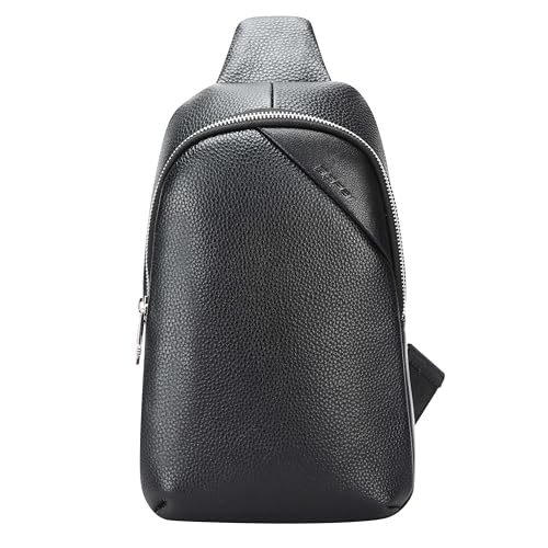Bopai Unisex Premium Side Sling Bag Water Resistant Cow Hide Leather Crossbody Bag for Travel Office Business Casual, BO-SL901