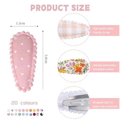 40 PCS Snap Hair Clips for Girls Flower Patterns Girl Hair Clips Floral Print Toddler Hair Clips Baby Hair Clips Cute Baby Girls Fine Hair Barrettes Hair Accessories for Infants Toddler Baby Girls