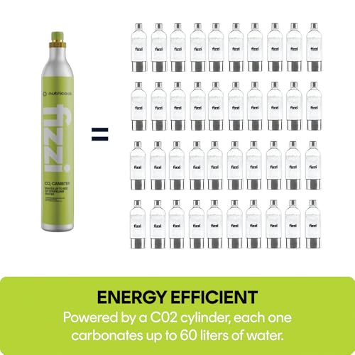 Nutricook Fizzi CO2 Cylinder, 60L Capacity, Compatible with Multiple Soda Makers, Universal Refillable Canister,Beverage Grade CO2,10-Year Lifespan