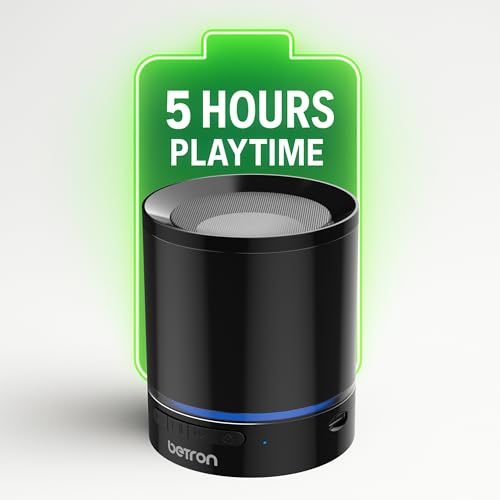 Betron Portable Small Bluetooth Speaker Wireless with Aux for Travel Home iPhone Samsung Phone Tablet Built-In Microphone Rechargeable