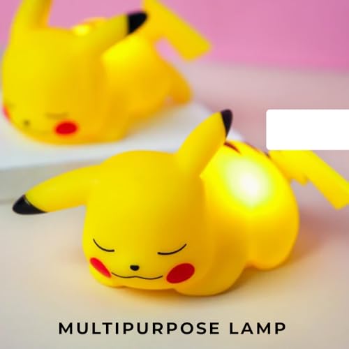 AMERTEER LED Night Light | Small and Cute Pokemon Bedside Table Lamp | Glowing Home Decoration Pika Amine Lamp | LED Silicone Desk Lamp | Perfect Christmas Gifts for Kids, Boys, Girls, Switch Control