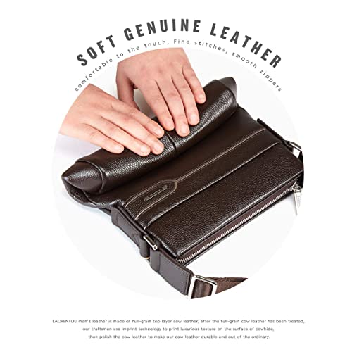 LAORENTOU Men Genuine Leather Shoulder Bag Business Messenger Bags Sling Bag