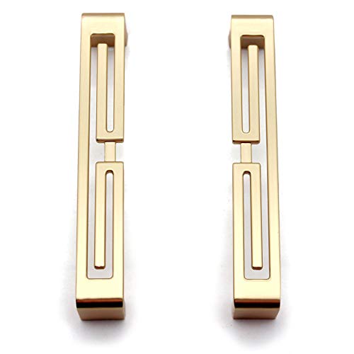Mou 4 Pcs of Chinese Cabinet Hardware Handles, Drawer Pulls, Closet Handles Stylish Golden Copper Handles Double-Hole Handle