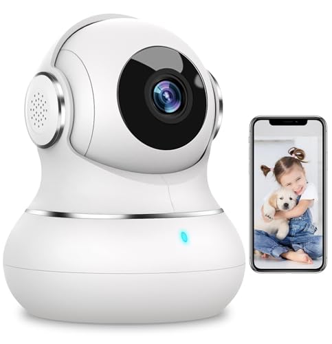 Littleelf Security Camera Indoor, 2K Pet Dog Cameras House Security with APP, Baby Monitor with Motion/Crying Detection, WiFi Camera with 2-Way Audio, 360°Home Security Cameras works with Alexa