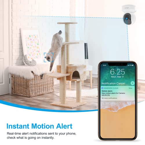 wansview Security Indoor Pet Camera, 2K Dog Camera with APP, WiFi CCTV Camera House Security for Baby Monitor, Real-time Alert 2-Way Audio Night Vision Pan/Tilt, SD Card Storage, Works with Alexa Q5
