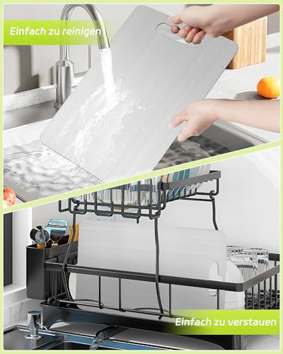 Titan Chopping Board - Double-Sided BPA-Free S316 Stainless Steel Chopping Board, Food Titanium Cutting Board, Ideal for Meat, Vegetables, Bread & Fruit