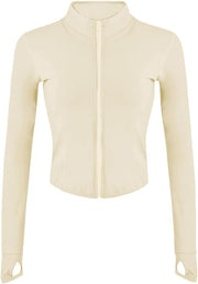 Women Athletic,full Zip Casual - Apricot