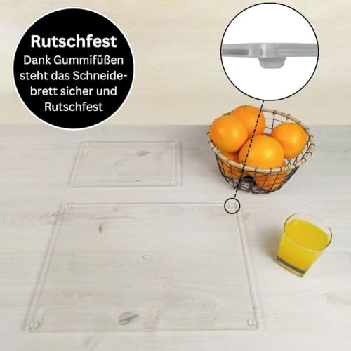 Acrylic Chopping Board with Stop Edge, 45 x 35 and 60 x 45 cm, Scratch-Resistant, Hygienic, Antibacterial, Non-Slip, Transparent, Plastic Chopping Boards