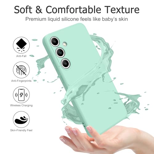 Soft Silicone Cases for Samsung Galaxy S25 Plus Cover,[Military Grade Drop Protection] [Anti-Scratch Microfiber Lining] Shockproof Slim Cover for Samsung Galaxy S25 Plus (Light Green)