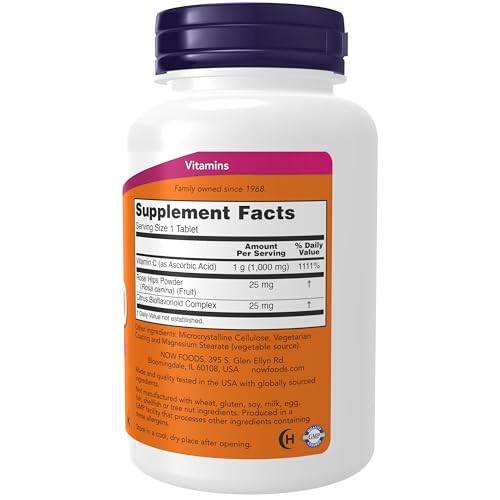 NOW Supplements, Vitamin C-1,000 with Rose Hips & Bioflavonoids, Antioxidant Protection*, 100 Tablets