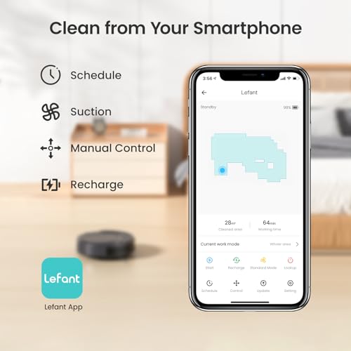 Lefant Robot Vacuum Cleaner, 2200Pa Suction, 120 Mins Runtime, App/Alexa/Google Home Control, Super Thin, Self-Charging Robot Vacuum, Ideal for Pet Hair, Hard Floor and Low Pile Carpet(M210 Pro)