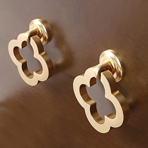 GEPAS 6pcs Gold Cabinet Knobs, Zinc Alloy Brushed Brass Cabinet Ring Pulls Dresser Handles Furniture Hardware for Kitchen Cupboard Drawers Closet Door,Easy to Install (Style2)