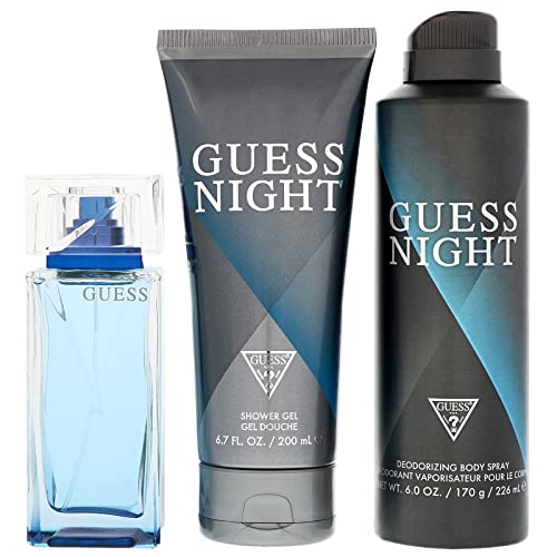 GUESS Night Men's Eau de Toilette Perfume, 100 ml + 200 ml Shower gel + 226 ml Body Spray Set
