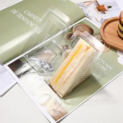 Azonee Clear Sandwich Packing Boxes, Triangle Food Containers for Sandwiches, Cakes, Desserts, and Hamburgers, Take Out Containers, 50pcs