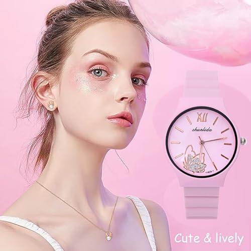 Kids Watchs for Girls Cute Cartoon Wrist Watch Gift Sport Girls Watch Outdoor Pink Watch Ideal Gift for Toddlers Children Learning Time
