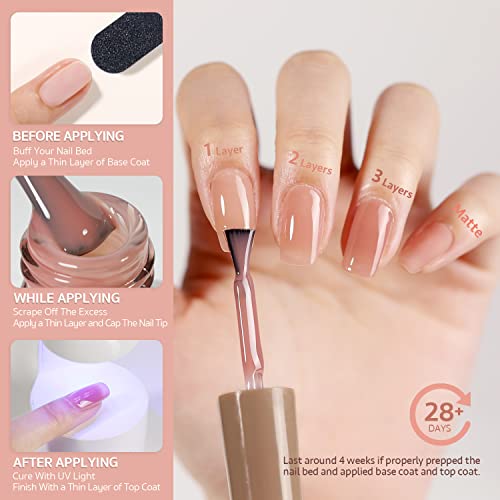 GAOY Sheer Nude Gel Nail Polish, 16ml Jelly Natural Pink Translucent Color 1301 UV Light Cure Gel Polish for Nail Art DIY Manicure and Pedicure at Home