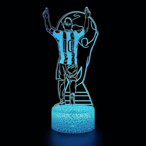 Football Soccer Player Figurine Lamp, 16 Colors Changing with Remote Control Soccer Room Decor Night Light, Sports Gifts for Messi Fan Boys Men Birthday althiqahkey