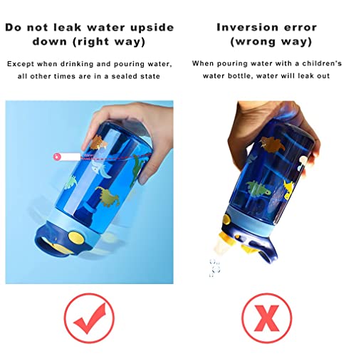 KASTWAVE Drinking Bottle, Kids Water Bottle with Flip Straw, Flexible Carry Handle and Easy Push Button, BPA-free, Very Suitable for School And Sports Children's Water Bottle(Blue)