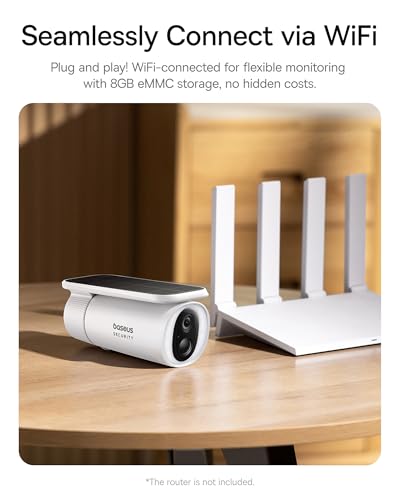 Baseus Solar Security Camera Outdoor, S1 Wireless Solocam, Forever Power with Auto Sunlight-Tracking System, 2K Clarity, 145° FOV, Built-in 8GB Local Storage and Color Night Vision, No Monthly Fee