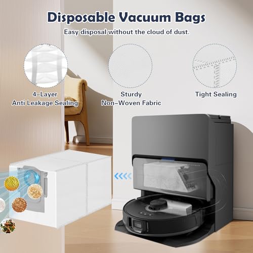 VIEWALL Accessories for Roborock S8 MaxV Ultra Vacuum Cleaner, 2 Main Brushes, 2 HEPA Filters, 4 Mops, 4 Side Mops, 6 Dust Bags, 4 Side Brushes, 1 Self-Cleaning Brush, 1 Replacement Brush Set