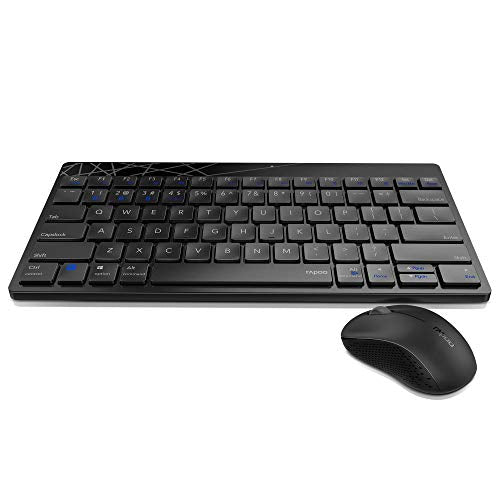 Rapoo 8000M Accessory Set for Computer, Keyboard and Mouse Wireless, Multi Mode, Wireless, USB, 2.4GHz, Bluetooth, Multimedia Buttons, 1300 DPI, Black