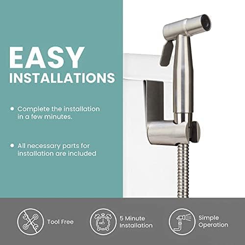Tepengdie Handheld Bidet Sprayer Kit - Stainless Steel Shattaf With 1.5m Hose, Shower Head, Hands Free Spray Attachment for Toilet and Kitchen Cleaning