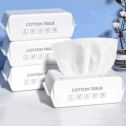 Fawoonu 4Packs Disposable Face Towel Soft Washcloths Facial Cleansing Cotton Tissue Wet Dry Wipes Makeup Remover Towel for Skincare