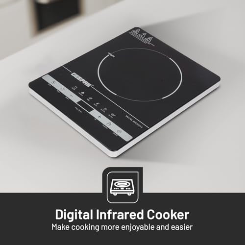 Geepas 4 Digit LED Display Digital Infrared Cooker, GIC33013 | 8 Temperature Settings | 3hrs Programmable Timer | 2000W Ceramic Heating Element