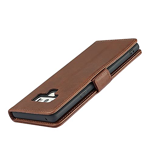 iCoverCase Samsung Note 9 Case, Leather Wallet Case with Card Holder [Built-in Magnet] Shockproof Protective Flip Cover for Samsung Galaxy Note 9 - Dark Brown