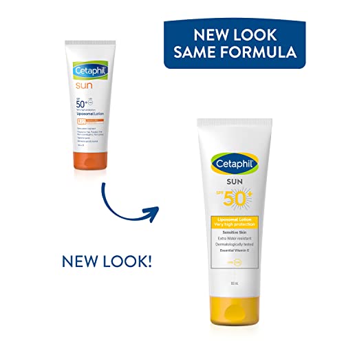 Cetaphil Sun Liposomal Lotion SPF 50+, Face & Body Moisturizer Sunscreen for Sensitive Skin, Very High Protection and Extra Water Resistent, Unscented, 50ml