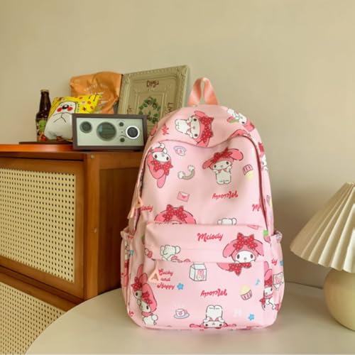 Cute Melody Cartoon Print Backpack, Pink, School Bag with Bow Design