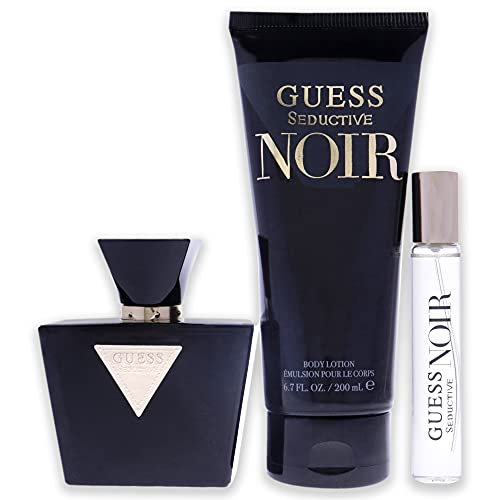 GUESS Seductive Noir for Women Edt 75ml + 200ml Bl + 15ml Mini Set, Silver/Navy