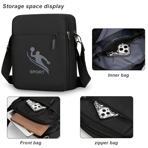 Ogetok Large Crossbody Bag Black Big Messenger Bag for Men Women, Casual Side Shoulder Bag Neck Pouch, Travel Cell Phone Purse Wallet Handbag with Adjustable Strap for Business, Traveling, Hiking