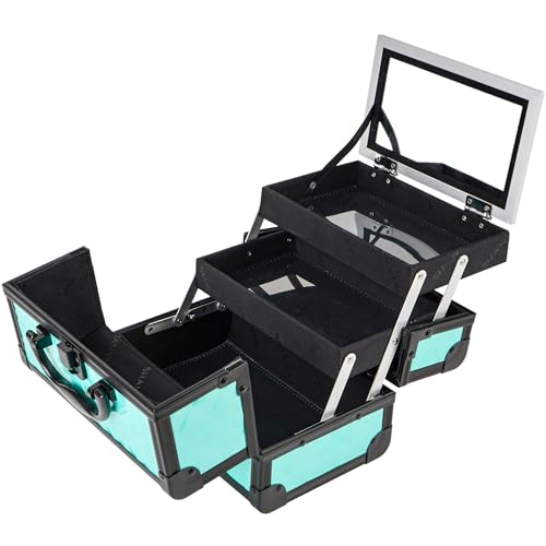 SHANY Mini Makeup Train Case With Mirror - Turquoise
