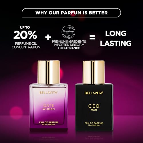 Bella Vita Luxury Ceo Man & Date Woman Liquid Eau De Parfum Perfume Gift Set 2X50Ml For Men And Women With Lemon, Lavender, Pink Pepper|Floral, Fruity, Woody Long Lasting Edp Fragrance Scent