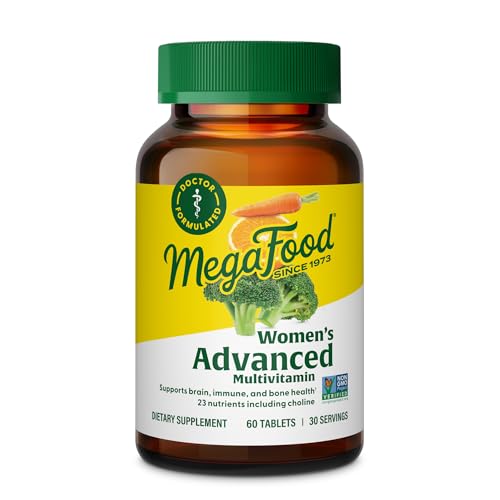 MegaFood Women's Multivitamin - Multivitamin Supplement with Iron, Biotin, Zinc, and Vitamins C, D3, B12, E, and More - Gluten-Free, Vegetarian & Made without Dairy & Soy - 60 Tabs (30 Servings)