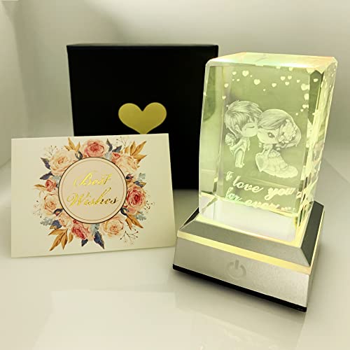Trcousoa 3D Sweetheart Crystal Multicolor Night Light Mood Light,I Love You Gifts Ideas for Girlfriend Wife Mum Her Women, Christmas Anniversary Valentines Birthday Wedding Unique Special Presents