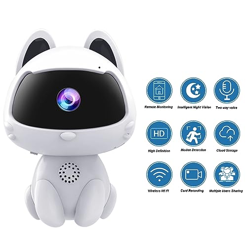Airshi Wireless Security Camera, Home Video Monitor Night Vision Robot Pet Shape for Indoor
