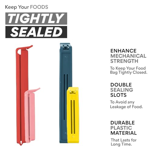 WY8 30 Pcs Food Bag Clips, 6/11cm Reusable Plastic Bag Clips for Food Storage, Multicoloured Freezer-Safe Sealing Clips, Strong Leakproof Bag Clips for Keeping Food Fresh, Airtight & Organised