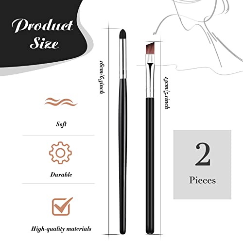 Eyeliner and Smudge Brush Set, Fine Angled Thin Slanted Eyebrow Brush, Sponge Eyeshadow Pencil Eye Makeup Brushes, Soft Makeup Tools for Blending Eye Shadow Liner Foundation Powder